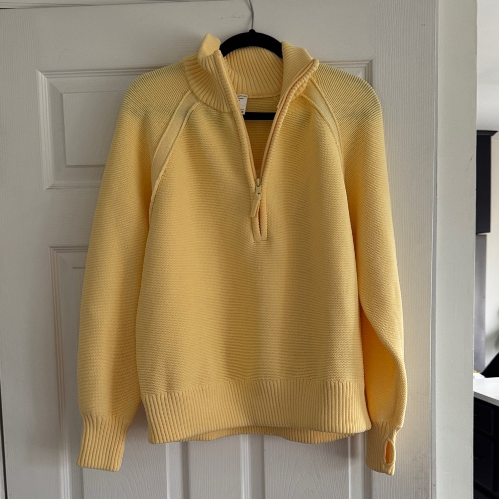 aerie Yellow Half-Zip Knit Sweater